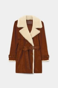 ERMANNO SCERVINO Hand-faded Double-breasted Shearling With Belt