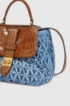 ERMANNO SCERVINO Liza In Denim With Handmade Smock Stitching -Angelina Store D453S758RHDJ B4580 04 f87fb791 d662 4db5 b13c db3f1c4dfc81