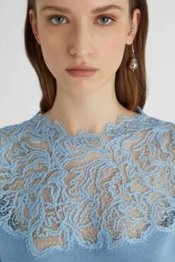 ERMANNO SCERVINO Light Blue Pure Cashmere Sweater With Lace -Angelina Store D455M319APPYU 64021 05 b58555c7 c5d0 4cb1 91f4 ee488d5acb61