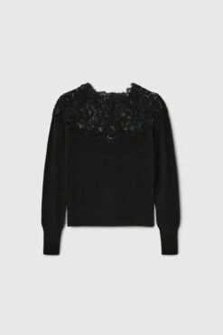 ERMANNO SCERVINO Black Pure Cashmere Sweater With Lace