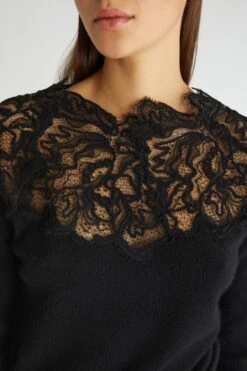 ERMANNO SCERVINO Black Pure Cashmere Sweater With Lace -Angelina Store D455M319APPYU 95708 05
