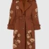 ERMANNO SCERVINO Midi Trench Coat In Technical Fabric With Handmade Embroidery -Angelina Store D460D303RUUJ 81148 01