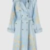 ERMANNO SCERVINO Denim Print Midi Trench Coat With Handmade Rafia Floral Embroidery 2 ERMANNO SCERVINO Denim Print Midi Trench Coat With Handmade Rafia Floral Embroidery -Angelina Store D460D304REMY S4612 01