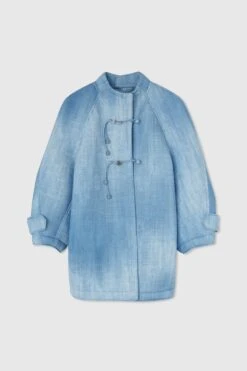 ERMANNO SCERVINO Denim Print Scuba Boxy Caban With Frogs