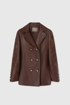 ERMANNO SCERVINO Single-breasted Leather Jacket With Handmade Embroidery And Carvings