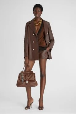 ERMANNO SCERVINO Single-breasted Leather Jacket With Handmade Embroidery And Carvings -Angelina Store D460I316RHGN 91230 03