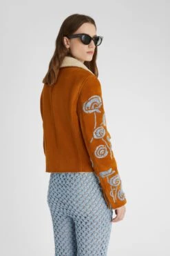 ERMANNO SCERVINO Short Single-breasted Shearling With Floral Hand-embroidery In Contrasting Colours -Angelina Store D460I318RIYL B4616 04