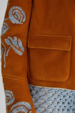 ERMANNO SCERVINO Short Single-breasted Shearling With Floral Hand-embroidery In Contrasting Colours -Angelina Store D460I318RIYL B4616 05