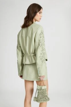 ERMANNO SCERVINO Nappa Leather Short Boxy Jacket With Handmade Geometric Embroidery -Angelina Store D460I732RHJQ 30212 03 d65c5039 ac3c 4334 a76a b4cd9aa41bd3