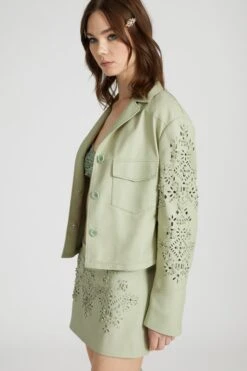 ERMANNO SCERVINO Nappa Leather Short Boxy Jacket With Handmade Geometric Embroidery -Angelina Store D460I732RHJQ 30212 04 89f569c4 bf5f 4b68 b28b 8d21b08e4dd7