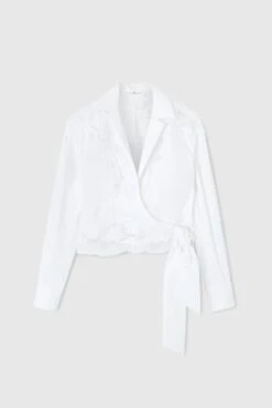 ERMANNO SCERVINO Crossed Poplin Shirt With Bow And Lace Details
