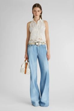 ERMANNO SCERVINO Sleeveless Shirt With Valencienne Lace -Angelina Store D462K321JBN 10601 03 3fb0c3eb 7e2f 449e bf70 f1615b53b956