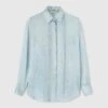 ERMANNO SCERVINO Light Denim Print Pure Silk Shirt With Lace Valencienne -Angelina Store D462K342BXF S4612 01