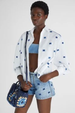 ERMANNO SCERVINO Pure Cotton Shirt With Puff Sleeves And Geometric Embroidery 9 ERMANNO SCERVINO Pure Cotton Shirt With Puff Sleeves And Geometric Embroidery -Angelina Store D462K345BQP 10601 03