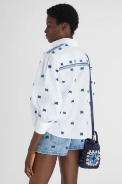 ERMANNO SCERVINO Pure Cotton Shirt With Puff Sleeves And Geometric Embroidery 10 ERMANNO SCERVINO Pure Cotton Shirt With Puff Sleeves And Geometric Embroidery -Angelina Store D462K345BQP 10601 04