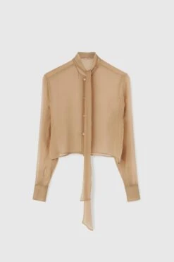 ERMANNO SCERVINO Pure Silk Chiffon Shirt With Sash Collar
