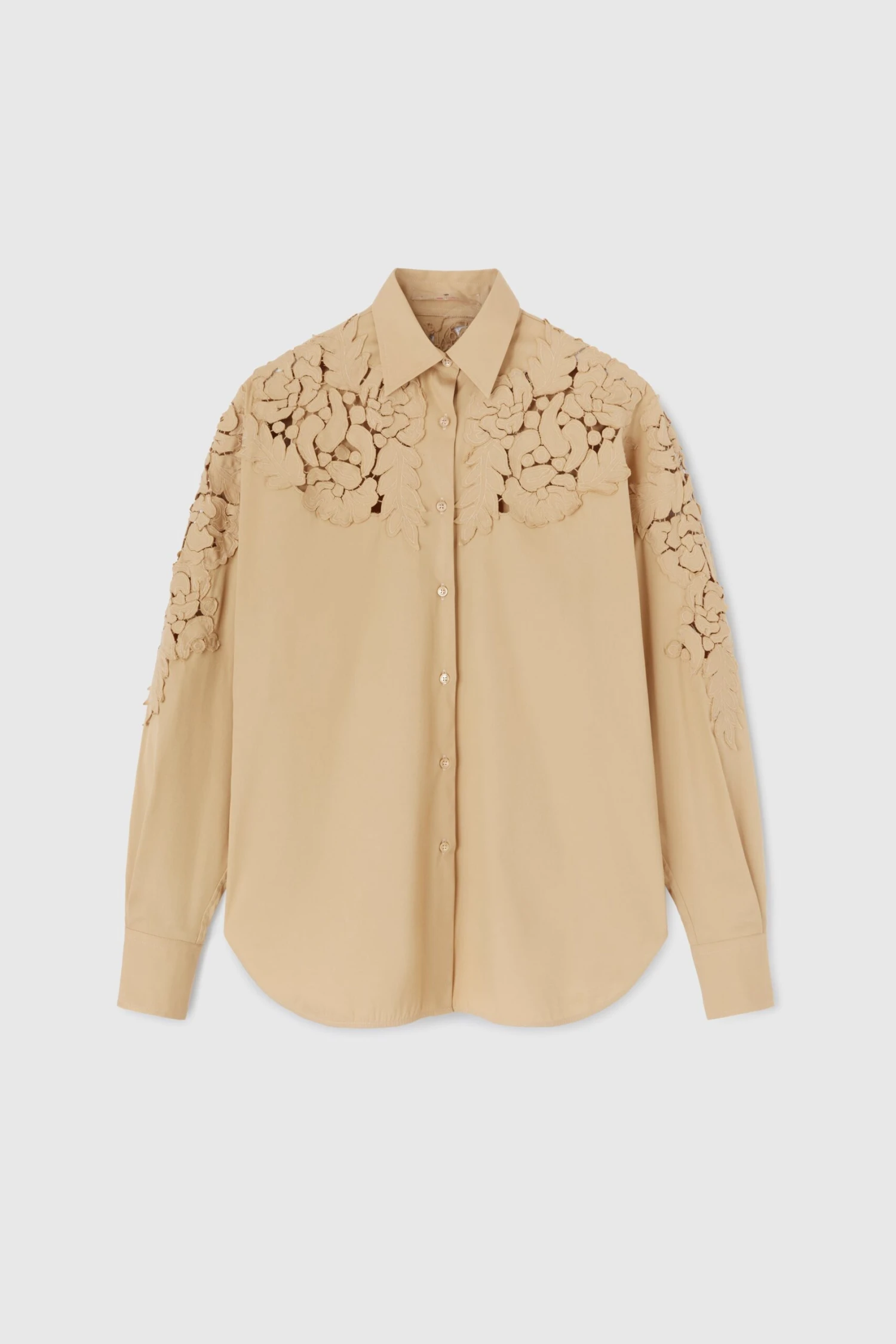 ERMANNO SCERVINO Oversize Poplin Shirt With Handmade Floral Appliques 3 ERMANNO SCERVINO Oversize Poplin Shirt With Handmade Floral Appliques