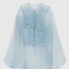 ERMANNO SCERVINO Short Pure Silk Chiffon Kaftan With Handmade Floral Appliques 1 ERMANNO SCERVINO Short Pure Silk Chiffon Kaftan With Handmade Floral Appliques -Angelina Store D462K395CSFWB S4612 01