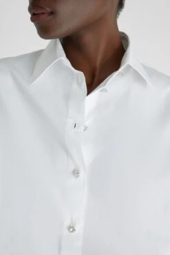 ERMANNO SCERVINO Oversize Poplin Shirt With Jewelled Buttons -Angelina Store D462K397BQP 10601 05