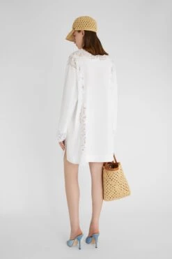 ERMANNO SCERVINO Short Cotton Kaftan With Handmade Rebrode Lace Appliques 10 ERMANNO SCERVINO Short Cotton Kaftan With Handmade Rebrode Lace Appliques -Angelina Store D462K404QYK 10601 04