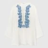 ERMANNO SCERVINO Short Kaftan In Pure Silk Crepe De Chine With Handmade Floral Appliques -Angelina Store D462K405FKE 10602 01