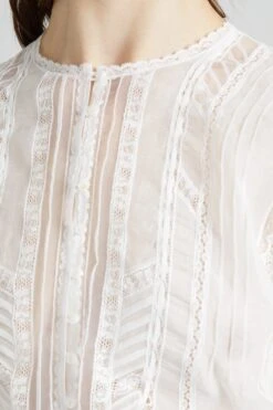 ERMANNO SCERVINO Cotton Muslin Kimono Shirt With Valencienne Lace And Small Bow. -Angelina Store D462K706JGE 14800 04