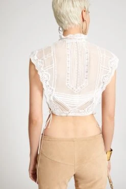 ERMANNO SCERVINO Muslin Bib With Valencienne Lace -Angelina Store D462K728JGE 14800 05