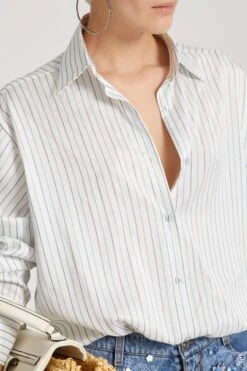 ERMANNO SCERVINO Micro-striped Silk Blend Over Shirt -Angelina Store D462K731MJJ A4501 04