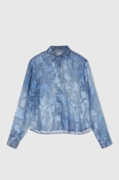 ERMANNO SCERVINO Regular Fit Denim Print Viscose Devore Shirt