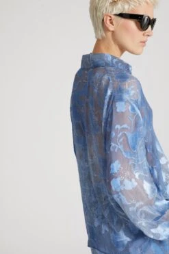 ERMANNO SCERVINO Regular Fit Denim Print Viscose Devore Shirt -Angelina Store D462K735YSH S4217 04 9d836605 b2f3 4e3f ba0b 7f9695847d89