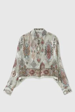 ERMANNO SCERVINO Regular Fit Viscose Devore Shirt In Geometric Print
