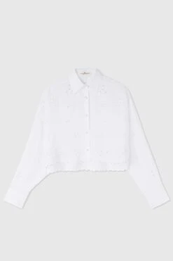 ERMANNO SCERVINO Cotton Muslin Crop Shirt With Geometric Cut-out