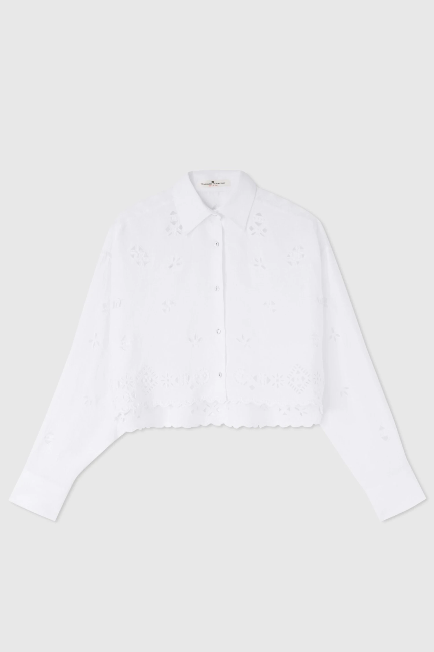 ERMANNO SCERVINO Cotton Muslin Crop Shirt With Geometric Cut-out 3 ERMANNO SCERVINO Cotton Muslin Crop Shirt With Geometric Cut-out