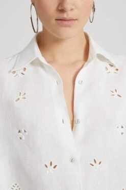 ERMANNO SCERVINO Cotton Muslin Crop Shirt With Geometric Cut-out 10 ERMANNO SCERVINO Cotton Muslin Crop Shirt With Geometric Cut-out -Angelina Store D462K784YBY 10601 04