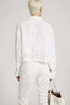 ERMANNO SCERVINO Cotton Muslin Crop Shirt With Geometric Cut-out 11 ERMANNO SCERVINO Cotton Muslin Crop Shirt With Geometric Cut-out -Angelina Store D462K784YBY 10601 05