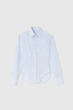 ERMANNO SCERVINO Cotton Bustier Shirt With Micro-stripes Pattern