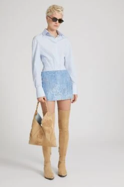 ERMANNO SCERVINO Cotton Bustier Shirt With Micro-stripes Pattern -Angelina Store D462K790BBT A3000 03