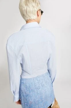 ERMANNO SCERVINO Cotton Bustier Shirt With Micro-stripes Pattern -Angelina Store D462K790BBT A3000 05 3461e6be ef13 4856 9ed9 2e920fe6990d