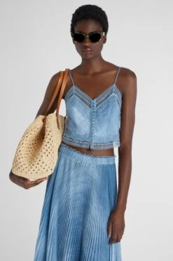 ERMANNO SCERVINO Short Top With Fine Straps And Valencienne Lace -Angelina Store D462L303EMY S4217 03