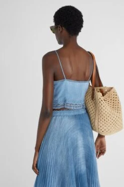 ERMANNO SCERVINO Short Top With Fine Straps And Valencienne Lace -Angelina Store D462L303EMY S4217 04