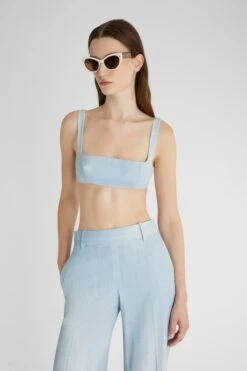 ERMANNO SCERVINO Light Denim Print Deconstructed Bra -Angelina Store D462L308EMY S4612 03