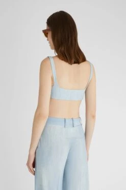 ERMANNO SCERVINO Light Denim Print Deconstructed Bra -Angelina Store D462L308EMY S4612 04