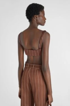 ERMANNO SCERVINO Pure Silk Deconstructed Bra With Pinstripe Print -Angelina Store D462L308ZIQ S4634 04 d12df89b 7659 4d00 bd68 3193a4baf6a4