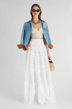 ERMANNO SCERVINO Short Top In Cotton Muslin With Valencienne Lace Details -Angelina Store D462L349JBN 10601 02 6a1150d7 d645 4a50 8935 3ac9599c4992