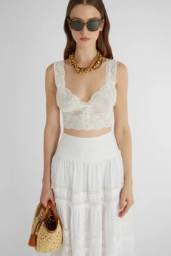 ERMANNO SCERVINO Short Top In Cotton Muslin With Valencienne Lace Details -Angelina Store D462L349JBN 10601 03 f50a39c4 6655 460e 958d 4166a3a8cfe7