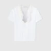 ERMANNO SCERVINO T-shirt With Deep V-neck And Silk Lace And Ruffle Applications -Angelina Store D462L353DUX 10601 01