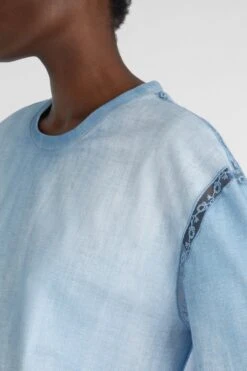 ERMANNO SCERVINO Boxy T-shirt With Jeans Print And Valencienne Lace Appliques -Angelina Store D462L366LJO S4217 05