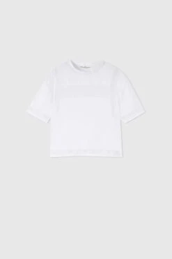 ERMANNO SCERVINO Oversize Silk T-shirt With Valencienne Lace Details