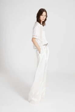 ERMANNO SCERVINO Oversize Silk T-shirt With Valencienne Lace Details -Angelina Store D462L747XJT 10602 05