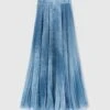 ERMANNO SCERVINO Pleated Denim Print Midi Skirt With Lace Valencienne -Angelina Store D462O330RWK S4217 01